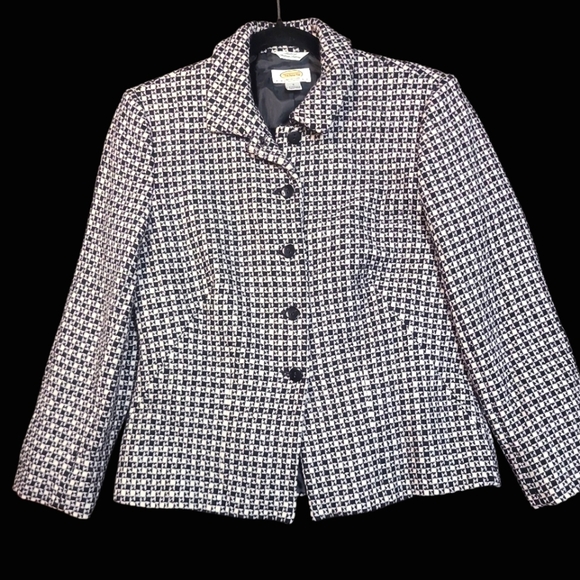 Talbots Jackets & Blazers - Talbots 100% Wool Black And White Blazer Size 8 Petite